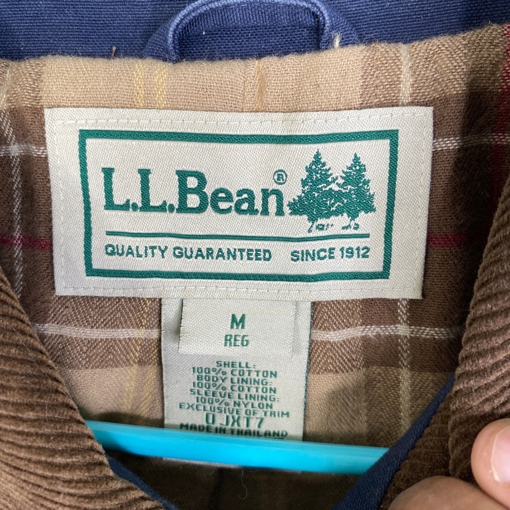 VTG LL Bean Barn Jacket Navy Blue Corduroy Trim Field Coat Womens Medium Chore - Picture 2 of 6